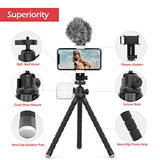 Aureday Cell Phone Tripod, Flexible Mini Tripod with Remote and Cold Shoe, Small Tripod Stand for Video Recording, Vlogging, Compatible with Cellphone, Camera, Gopro